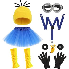 Women Halloween Costume Cartoon Character Costume Set for Adult with Goggles Blue Tutu Suspenders Funny Party Outfit in Saudi Arabia