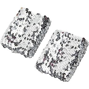 Stylish Stretchy Elastic Arm Sleeves Blingbling Sequins for Costume Women's Cuffs Arm Sleeve with Stunning Sequins, Approx.7x10cm/2.76x3.94'', Silver in Saudi Arabia