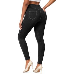 AVAMO Jeggings for Women Stretchy Skinny Jeans Denim Leggings with Pockets Pull on High Waist Tummy Control Trendy Jean in Saudi Arabia