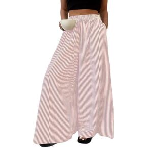 Women's Wide Leg Pants Lazy Temperament, Striped Casual Straight Leg Wide Leg Pants in Saudi Arabia