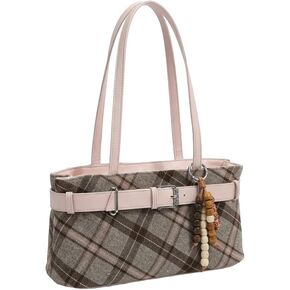 Vintage Brown Checkered Shoulder Bag Y2K Purse for Women Mini Shoulder Purse Carteras Para Mujer in Saudi Arabia