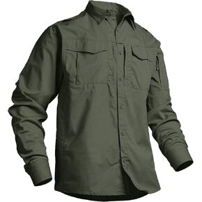 Mens Fishing Shirts Long Sleeve Button Up Ripstop Work Shirts with Zipper Pockets for Outdoor Safari Hiking Hunting in Saudi Arabia