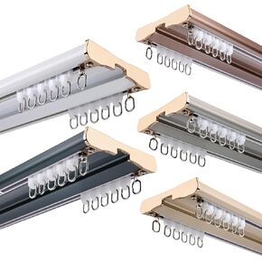 Heavy Duty Double Track Curtain Rod 400cm Aluminum Elegant Cream Sliding System for Room Dividers Perfect for Heavy Curtains & Stylish Solution in Saudi Arabia