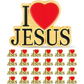 12/25/50/100 pieces Metal enamel Red heart I love Jesus Christian religion Lapel pin Bible Verses Brooch pins Badge bulk in Saudi Arabia
