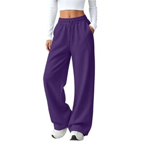 Wkishenl Baggy Sweatpants for Women Elastic High Waisted Casual Wide Leg Track Pants Comfy Running Athletic Pant with Pockets in Saudi Arabia