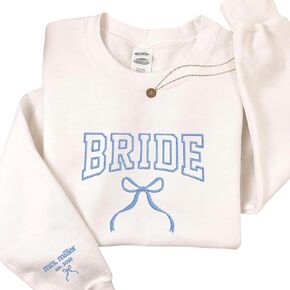 COUPLEHOODIES Custom Embroidered Bride Sweatshirt – Gift for Fiancée Engagement Wedding Morning or Bachelorette Party in Saudi Arabia