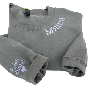 COUPLEHOODIES Custom Embroidered Mama Sweatshirt with Kids' Name on Sleeve – Gift for Mother’s Day, Birthday or Christmas in Saudi Arabia