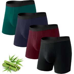 FALARY Men's Breathable Underwear, Viscose Made from Bamboo Boxer Briefs, No Ride Up, Comfort Waistband with Fly 4 Pack in Saudi Arabia