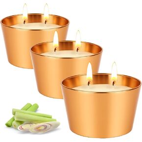 Citronella Candles Outdoor, 3 Pack 3.5OZ Citronella Candle for Patio, Two Wick Lemongrass Scented Candles, Natural Soy Wax Long Burning for Indoor Outdoor Camping Garden in Saudi Arabia