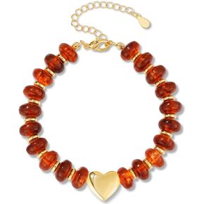 WEDDINEN Beaded Bracelet for Women Trendy Statement Chunky Big Vibrant Colorful Resin Bead Heart Bracelets Summer Beach Boho Vacation Jewelry for Women in Saudi Arabia