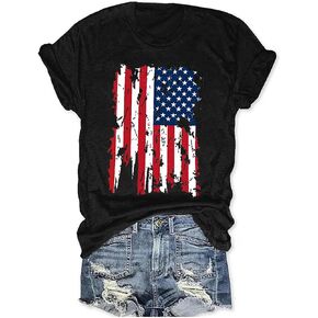 hcihgzr American Flag Shirt for Women 4th of July T-Shirt USA Flag Patriotic Tee Tops in Saudi Arabia