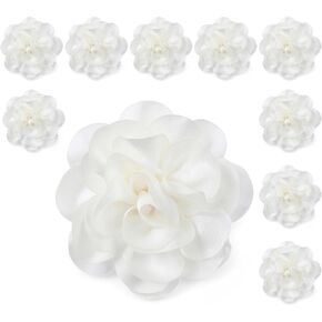 Unittype 9 Pcs Camellias Flower Hair Clip and Brooch Pin Satin Fabric Flower Clips DIY Clothing Shoes Hats Pins Accessories for Women Clothes Wedding Party in Kuwait