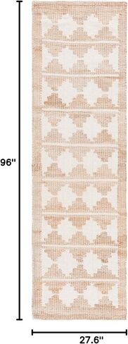 SAFAVIEH Natural Fiber Collection Runner Rug - 2'3" x 8', Ivory & Natural, Handmade Farmhouse Jute & Wool, Ideal for High Traffic Areas in Living Room, Bedroom (NF511A) in Kuwait