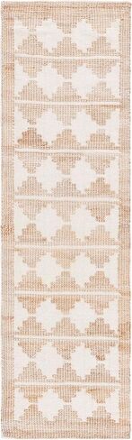 SAFAVIEH Natural Fiber Collection Runner Rug - 2'3" x 8', Ivory & Natural, Handmade Farmhouse Jute & Wool, Ideal for High Traffic Areas in Living Room, Bedroom (NF511A) in Kuwait
