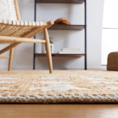 SAFAVIEH Natural Fiber Collection Runner Rug - 2'3" x 8', Ivory & Natural, Handmade Farmhouse Jute & Wool, Ideal for High Traffic Areas in Living Room, Bedroom (NF511A) in Kuwait