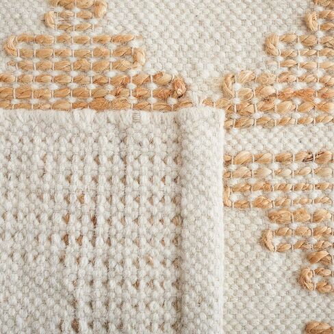 SAFAVIEH Natural Fiber Collection Runner Rug - 2'3" x 8', Ivory & Natural, Handmade Farmhouse Jute & Wool, Ideal for High Traffic Areas in Living Room, Bedroom (NF511A) in Kuwait