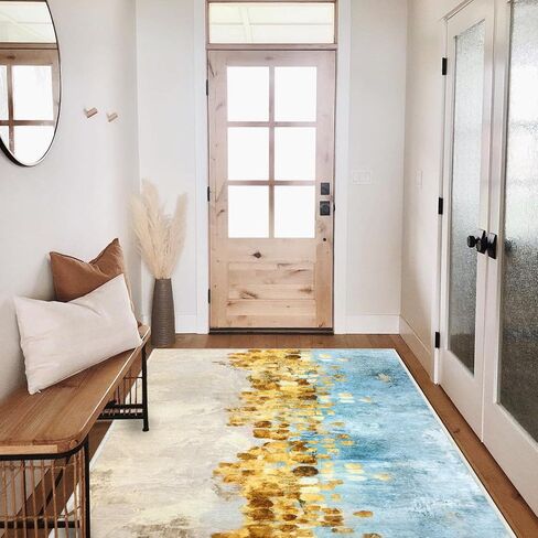 Runner Rug Washable 2x6 FT, Non Slip Rubber Backing Abstract Carpet, Soft Area Rugs for Bedroom Kitchen Hallway Entryway Bathroom, Customized in Saudi Arabia