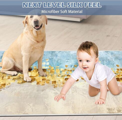 Runner Rug Washable 2x6 FT, Non Slip Rubber Backing Abstract Carpet, Soft Area Rugs for Bedroom Kitchen Hallway Entryway Bathroom, Customized in Saudi Arabia