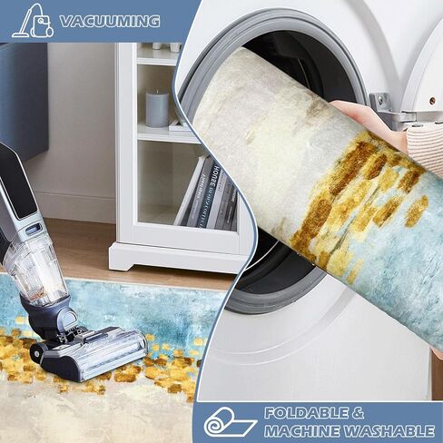Runner Rug Washable 2x6 FT, Non Slip Rubber Backing Abstract Carpet, Soft Area Rugs for Bedroom Kitchen Hallway Entryway Bathroom, Customized in Saudi Arabia