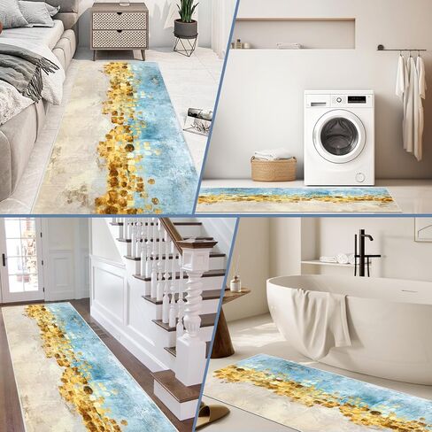 Runner Rug Washable 2x6 FT, Non Slip Rubber Backing Abstract Carpet, Soft Area Rugs for Bedroom Kitchen Hallway Entryway Bathroom, Customized in Saudi Arabia