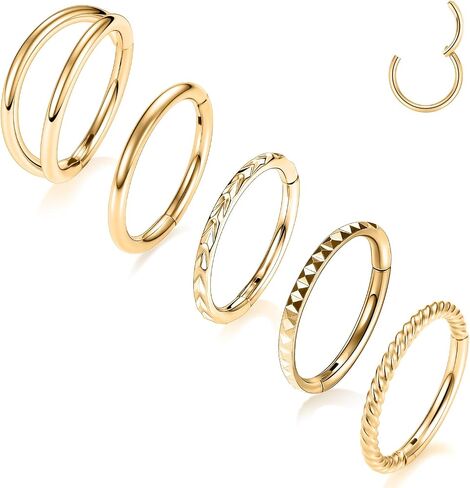 PEAKLINK 18G 16G Nose Hoop Rings Helix Cartilage Conch Earrings Surgical Steel Septum Jewelry Daith Rook Tragus Lip Lobe Nose Piercings 6 8 10mm in Saudi Arabia