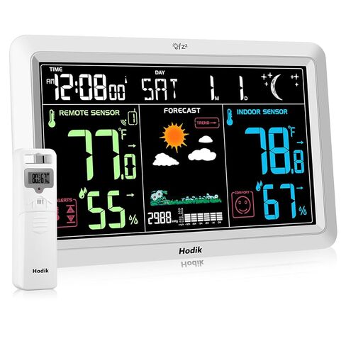 Weather Station with Atomic Clock Indoor Outdoor Thermometer Wireless, Humidity and Temperature Monitor Barometer Hygrometer with High Precision Sensor in Kuwait