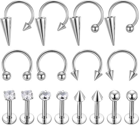 Titanium 16g Septum Nose Ring Horseshoe Earrings Lip Rings Snake Bites Lip Piercing Jewelry Lips Barbell Ring Spike Tragus Helix Earrings Studs Medusa Piercing for Women Men in Saudi Arabia