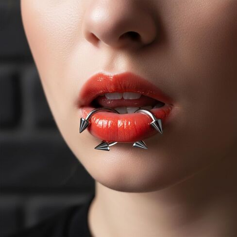 Titanium 16g Septum Nose Ring Horseshoe Earrings Lip Rings Snake Bites Lip Piercing Jewelry Lips Barbell Ring Spike Tragus Helix Earrings Studs Medusa Piercing for Women Men in Saudi Arabia