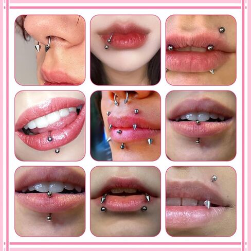 Titanium 16g Septum Nose Ring Horseshoe Earrings Lip Rings Snake Bites Lip Piercing Jewelry Lips Barbell Ring Spike Tragus Helix Earrings Studs Medusa Piercing for Women Men in Saudi Arabia