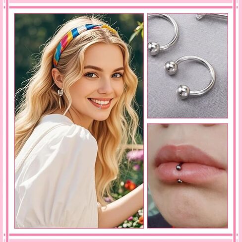 Titanium 16g Septum Nose Ring Horseshoe Earrings Lip Rings Snake Bites Lip Piercing Jewelry Lips Barbell Ring Spike Tragus Helix Earrings Studs Medusa Piercing for Women Men in Saudi Arabia