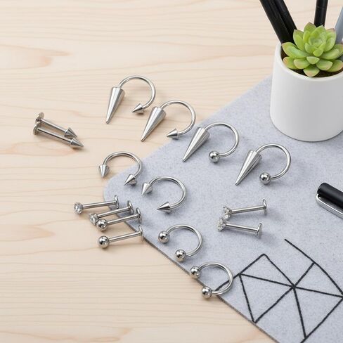 Titanium 16g Septum Nose Ring Horseshoe Earrings Lip Rings Snake Bites Lip Piercing Jewelry Lips Barbell Ring Spike Tragus Helix Earrings Studs Medusa Piercing for Women Men in Saudi Arabia