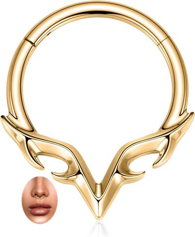 PEAKLINK Blade Wings Septum Jewelry 16G Septum Ring V Shape Septum Piercing Daith Earring 316L Stainless Steel Nose Ring Helix Cartilage Tragus Rook Conch Hoop Earring for Women in Saudi Arabia