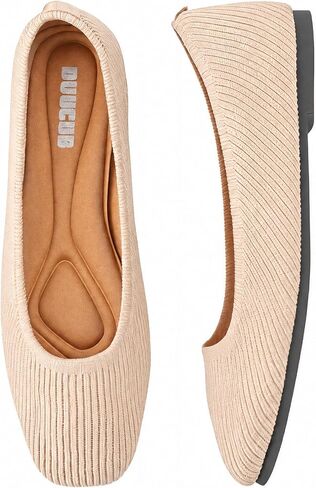Flats for Women Ballet Flat Square Toed Knit Foldable Comfortable Ballerina Flats Womens Shoes in Saudi Arabia