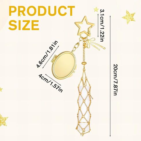 Y2K Lip Balm Holder, Lip Gloss Holder Keychain, Lip Holder Mirror Keychain, Star Cute Purse Bag Handbag Charm for Women (Gold) in Kuwait