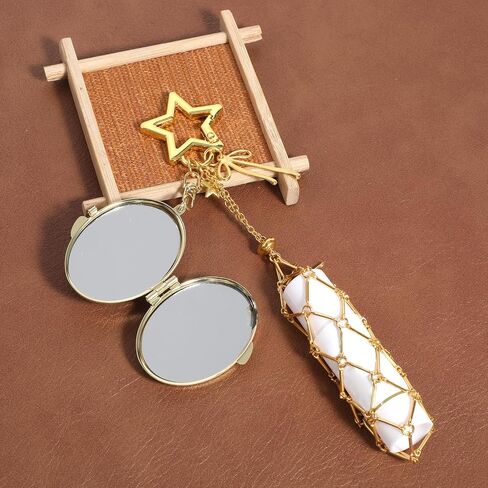 Y2K Lip Balm Holder, Lip Gloss Holder Keychain, Lip Holder Mirror Keychain, Star Cute Purse Bag Handbag Charm for Women (Gold) in Kuwait
