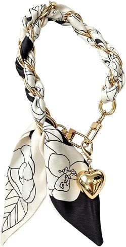 Scarf Purse Chain Bag Charms for Handbag Tote with Heart Pendant Bow Bag Chain Keychain Accessories Gift for Women in Saudi Arabia