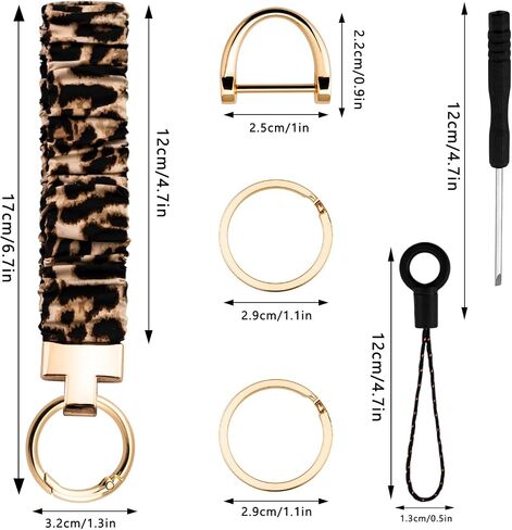 Leopard Wristlet Keychain Cute Stretchy Key Chain For Car Keys With D Ring Cheetah Print Keychain Wristlet Cute Keychains For Women in Kuwait