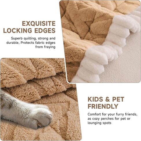 OTOB Couch Cover for Dogs Washable Pet Friendly, Non Slip Plush Funny Fuzzy Loveseat Sofa Cushion Slipcovers, All Seasons Geometric Jacquard Soft & Cozy Pet Bed Mat Protector (Coffee, 27.6" x 47.2") in Saudi Arabia