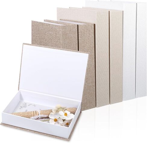 6 Pcs Faux Decorative Books Set for Home Decor Modern Linen Covered Fake Book Boxes for Bookshelf Shelves Coffee Table Mantel Tiered Tray Hotel Stacked Display in Kuwait