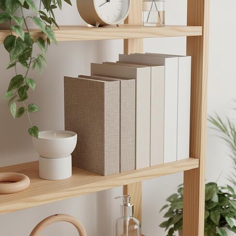 6 Pcs Faux Decorative Books Set for Home Decor Modern Linen Covered Fake Book Boxes for Bookshelf Shelves Coffee Table Mantel Tiered Tray Hotel Stacked Display in Kuwait
