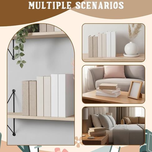 6 Pcs Faux Decorative Books Set for Home Decor Modern Linen Covered Fake Book Boxes for Bookshelf Shelves Coffee Table Mantel Tiered Tray Hotel Stacked Display in Kuwait