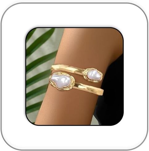 Chunky Gold Pearl Arm Cuff Upper Arm Bracelet Minimalist Armband Cuffs Bangle Bracelets Arms Cuff Jewelry for Women Summer Beach Accessories (Gold Starfish) in Saudi Arabia
