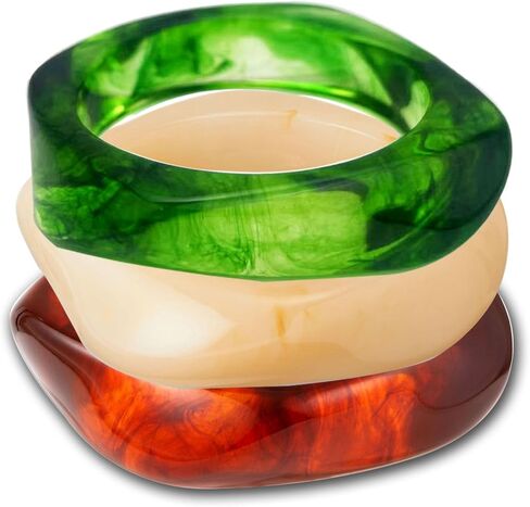 Colorful Chunky Acrylic Bracelet for Women Round Cuff Bangle Bracelet Set Wrist Cuff Bracelets for Women as Jewelry Gift in Saudi Arabia