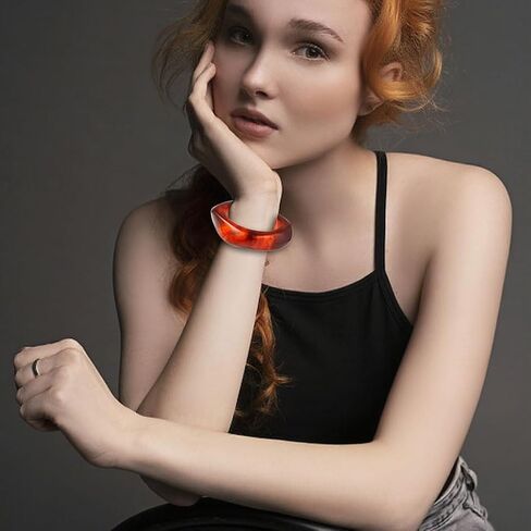 Colorful Chunky Acrylic Bracelet for Women Round Cuff Bangle Bracelet Set Wrist Cuff Bracelets for Women as Jewelry Gift in Saudi Arabia
