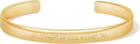 EVE'S ADDICTION Engravable Gold Plated Women's Coordinate Cuff Bracelet, 6.5 inches - Gifts for Mom in Kuwait