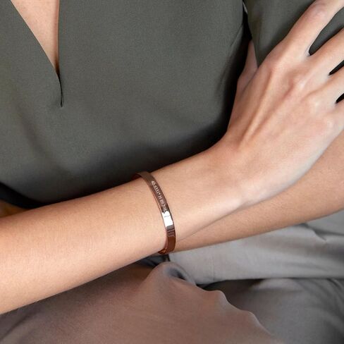 EVE'S ADDICTION Engravable Gold Plated Women's Coordinate Cuff Bracelet, 6.5 inches - Gifts for Mom in Kuwait