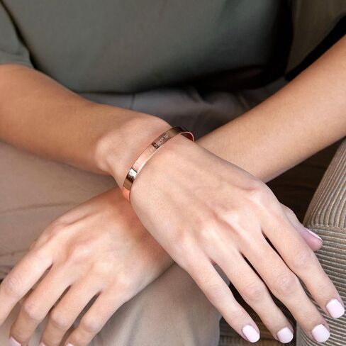 EVE'S ADDICTION Engravable Gold Plated Women's Coordinate Cuff Bracelet, 6.5 inches - Gifts for Mom in Kuwait