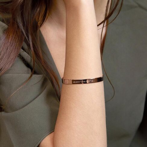 EVE'S ADDICTION Engravable Gold Plated Women's Coordinate Cuff Bracelet, 6.5 inches - Gifts for Mom in Kuwait