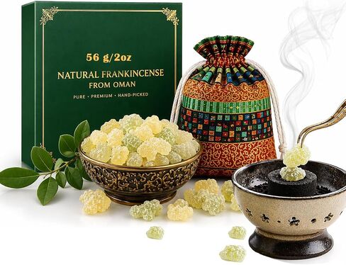 Luxury Omani Green Frankincense Resin Gift Set, High-Grade Incense Tears, Fresh Citrusy Aroma for Spiritual Rituals, Meditation, Relaxation & Home Fragrance (28g / 56g) (28) in Saudi Arabia