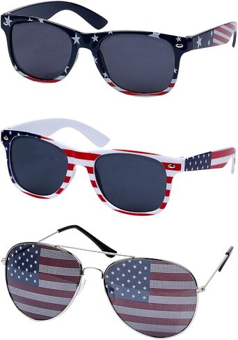 3 Pairs American Flag Sunglasses for Women Men Red White Blue Sunglasses 4th of July Costume Accessories in Saudi Arabia